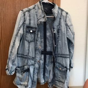 Distressed Denim Utility Jacket